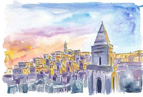 Matera Basilikata Italien Sassi Sonnenuntergang