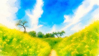 A sunny path through the countryside.