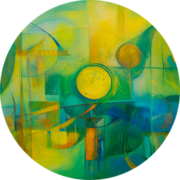 Abstract, groen, geometrische vormen - 1 van Joriali Abstract