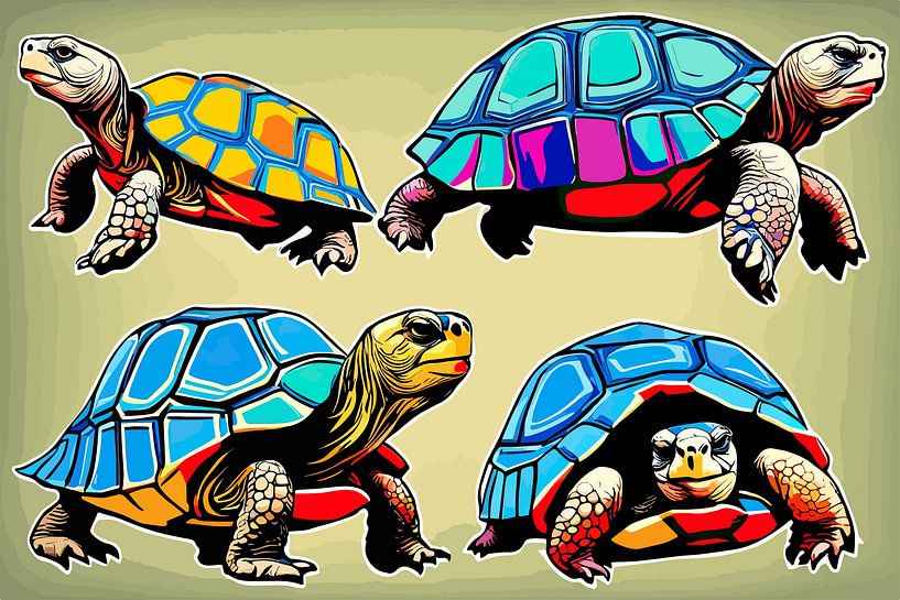 Mediterranean Marvels: Pop Art Tortoise Design by SOTA ArtSign