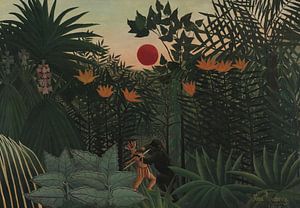 Henri Rousseau, Tropische Landschaft, Indianer im Kampf mit einem Gorilla, 1910