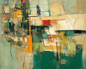 Abstract Green | Layers of Urban Mystery by ARTEO Paintings