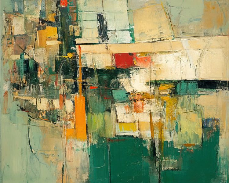 Abstract Groen | Layers of Urban Mystery van ARTEO Schilderijen