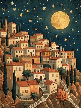 vieux village dans la nuit sur Giandra Safaraz