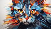 Abstract cat colourful panorama