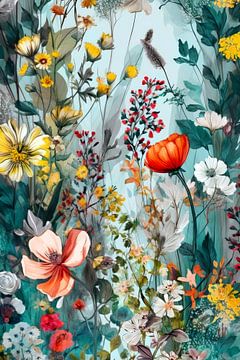 Bloemen botanisch patroon 10 #natuur van JBJart Justyna Jaszke
