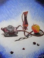 Stilleven met fotocamera