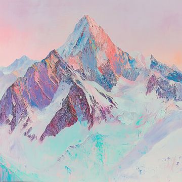 Berg Neon van Abstract Schilderij