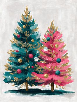 Duo Kerstbomen in Pasteltinten