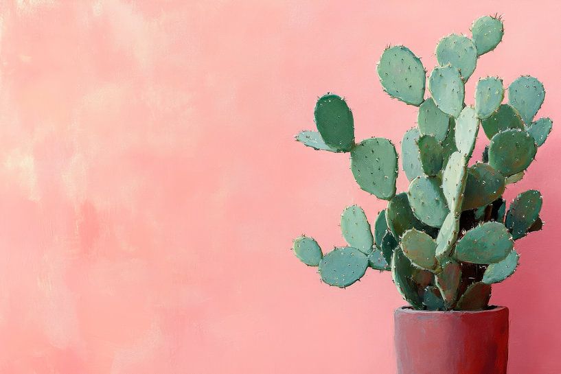 Cactus in front of wall by Poster Art Shop