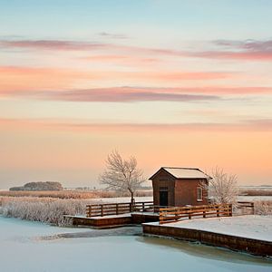Water pumping station in winter setting