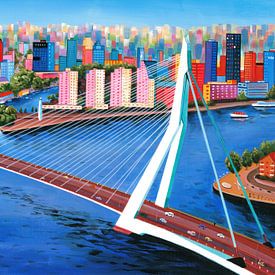 Gemälde von Rotterdam mit Erasmus-Brücke von Kunst Laune