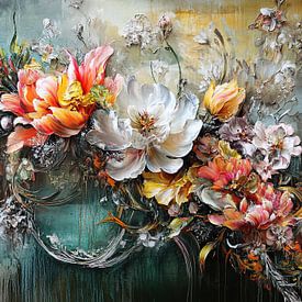 Flower art | Lush Flower Painting Texture by ARTEO Paintings