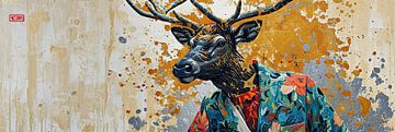 Tier Abstrakt | Bunte Hirsche von Wunderbare Kunst
