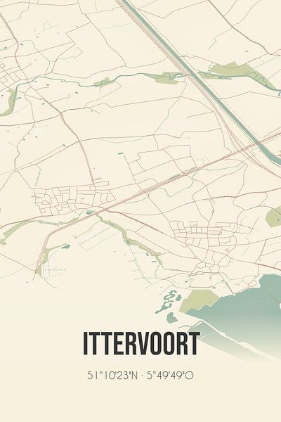 Alte Landkarte von Ittervoort (Limburg) von Ortsdrucke