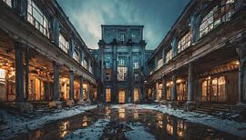 Gebouw Lost Place 's avonds donker en somber