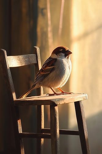 Vogel und Stuhl; ein Moment der Stille