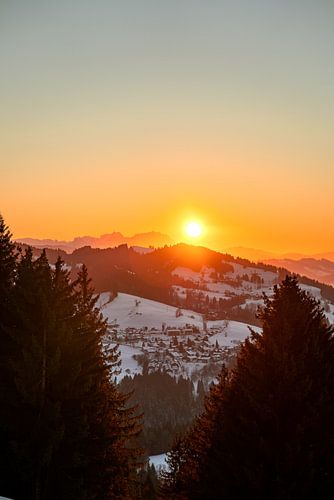 Zonsondergang over de Säntis vanuit Allgäu