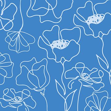 Scandinavische Bloemenmarkt Medium Blauw van Mad Dog Art