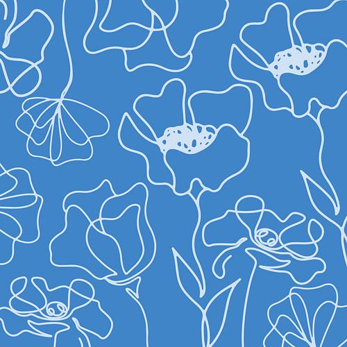 Scandinavische Bloemenmarkt Medium Blauw