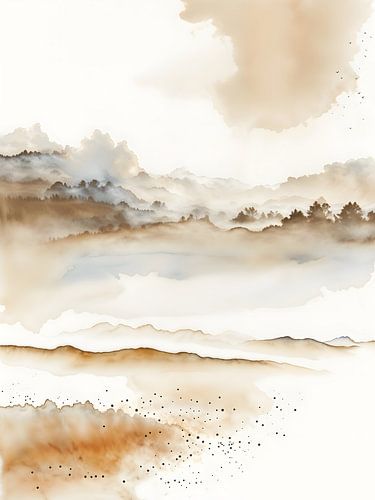 Minimalistisch aquarel landschap 04 van Jack Schoneveld