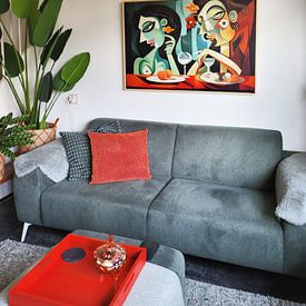 Klantfoto: echtpaar aan het dineren van haroulita, op canvas