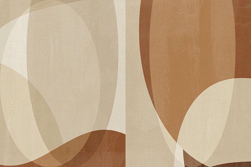 Scandinavische abstracte minimalistische kunst in beige en bruin