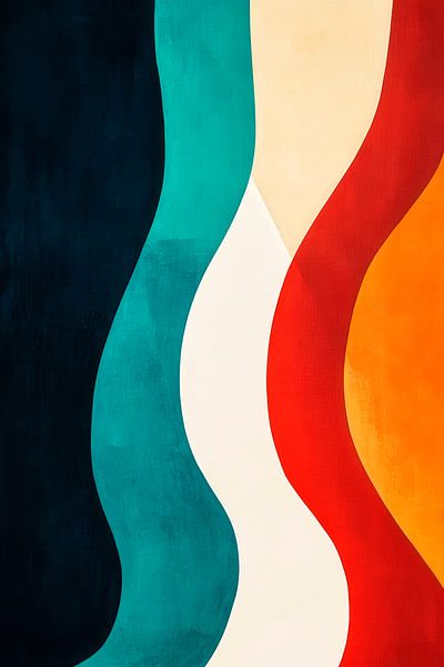Gekleurde golfpatronen - Abstracte kunst van Poster Art Shop
