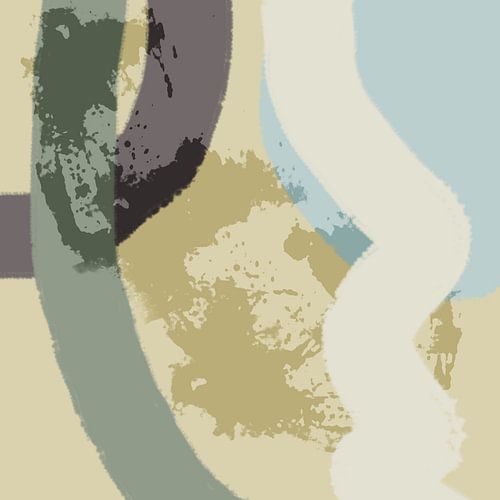 Abstracte pastelkunst in Wild Wonder kleuren in groen, zand, beige