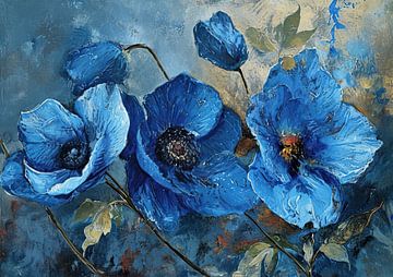 Blaue Mohnblumen von Blikvanger Schilderijen