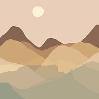Pastel beige mountain landscape