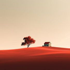 Red Hill with a House and a Tree 2