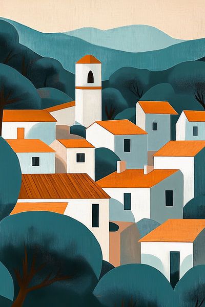 Minimalist Mediterranean Village no.3 by Studio BB