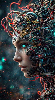 Futuristic Cyberpunk Android Woman Portrait