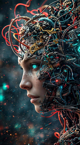 Futuristic Cyberpunk Android Woman Portrait