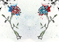 Rote und blaue Blume
