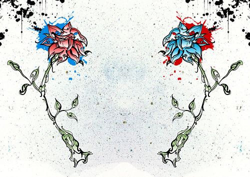 Fleur rouge et bleue