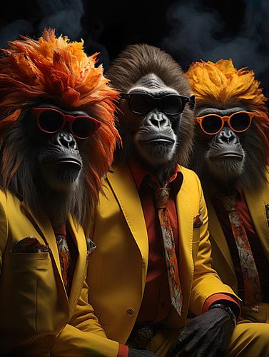 Drei imposante Gorillas's