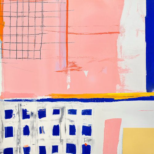 Contemporary abstract in pastel and warm colours