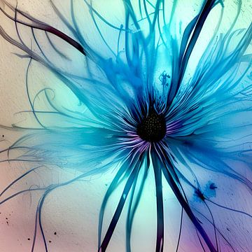 Blue IX - Blume in zartem Blau von Lily van Riemsdijk - Art Prints with Color
