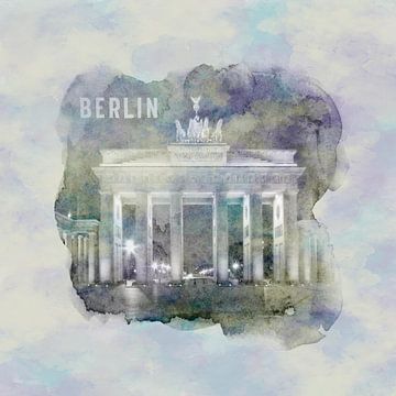 BERLIN Porte de Brandebourg | Style aquarelle sur Melanie Viola