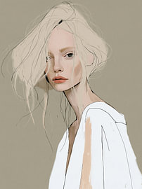 Portret van een blonde jonge vrouw van Lina van Oers