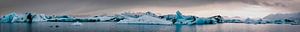 Icebergs floating  in the Jokulsalon glacier lagoon in Iceland
