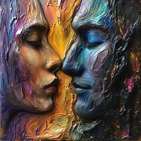 Abstract Painting Love - Connection of Souls by Surreal Media