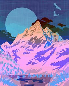 Moonlight Mountains van FRESH Fine Art