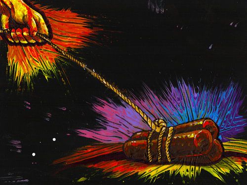 Pulling a dead horse - Colourful with a wink