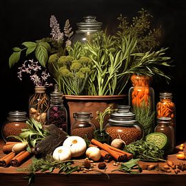 herbes fraîches de cuisine sur Cafe Noir