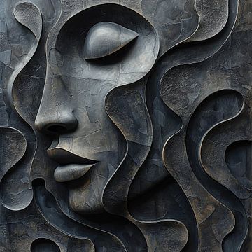 Sculptural Facial Traits in Monochrome Shadows by Color Square