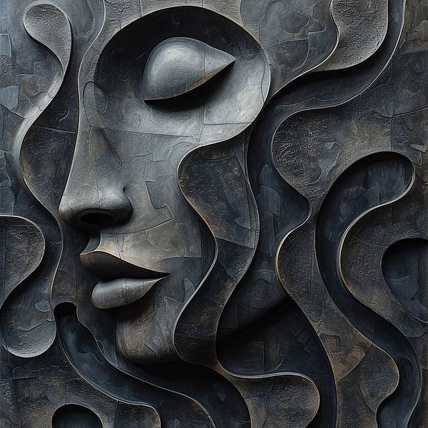 Sculptural Facial Traits in Monochrome Shadows by Color Square