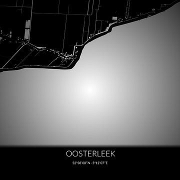 Zwart-witte landkaart van Oosterleek, Noord-Holland. van Rezona